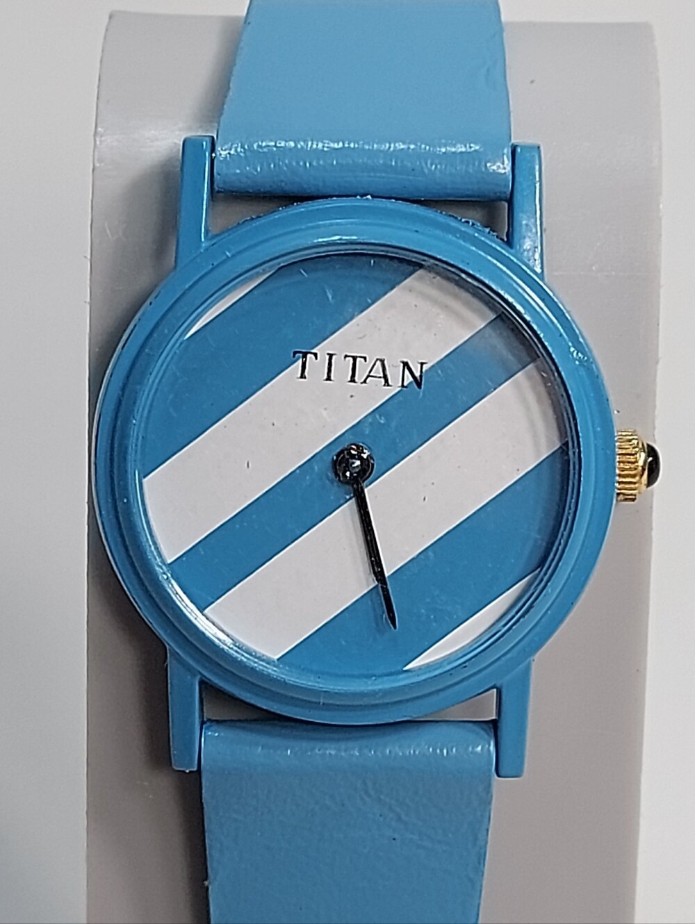 Titan Vintage Womens Blue & White Quartz Wrist Watch, New Battery